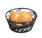 American Metalcraft Bread Basket, 8" dia., black leaf design