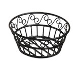 American Metalcraft Bread Basket, 8" dia., black scroll design