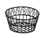 American Metalcraft Bread Basket, 9" dia., black scroll design