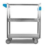 Carlisle Utility Cart, 3 Shelves, 27"L x 18"W x 32.5"H, Stainless Steel