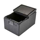 Cambro GoBox&#174; Insulated Food Pan Carrier, Top Load, 48.6 qt., Black/Black Lid