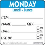 National Checking Co. 2 x 2 Trilingual Item/Date/Use By Removable Labels - Monday