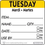 National Checking Co. 2 x 2 Trilingual Item/Date/Use By Removable Labels - Tuesday