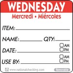 National Checking Co. 2 x 2 Trilingual Item/Date/Use By Removable Labels - Wednesday