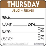 National Checking Co. 2 x 2 Trilingual Item/Date/Use By Removable Labels - Thursday