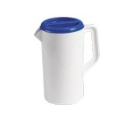 Tablecraft Pitcher, 2.5 qt., White w/ Blue Lid